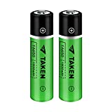 Taken 16650 Rechargeable Battery, 16650 Battery 1800mAh 3.7V Li-ion Rechargeable Battery with Button Top for Flashlights Torches - 2 Pack