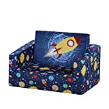 Kid Sofa Chair, Children 2 in 1 Flip Open Foam Sofa Bed for Kid Nap and Play (Blue)