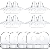 8 Pieces Contact Nipple Shields Protector Nipple Breastfeeding Everters with Carrying Case Silicone Nipple Extender Without BPA for Latch Difficulties Flat Inverted Nipples (Clear,24 mm/ 0.94 Inch)