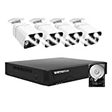 [2 Way Audio] PoE Security Camera System, 8CH Home Security Camera System 5MP NVR Recorder, 4pcs PoE Security Cameras with Audio, Floodlight, Color Night Vision, Face Detect, 1TB Hard Drive