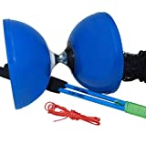 Flight Pro Triple Bearing Medium 5” Blue Chinese Yoyo Diabolo Toy with Carbon Sticks