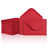 Gift Card Envelopes - 100-Count Mini Envelopes, Red Paper Business Card Envelopes, Bulk Tiny Envelope Pockets for Small Note Cards, Red 4 x 2.7 Inches