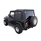 Sierra Offroad Soft Top Fits 1988-1995 Jeep Wrangler YJ 2DR, Includes Upper Door Skins, Denim Vinyl, Black