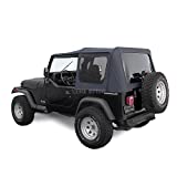 Sierra Offroad Soft Top Fits 1988-1995 Jeep Wrangler YJ 2DR, Denim Vinyl, Black