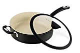 Ozeri Stone Earth All-in-One Sauce Pan 100% APEO, GenX, PFBS, PFOS, PFOA, NMP and NEP-Free German-Made Coating, 5 L (5.3 Quart), Lava Black