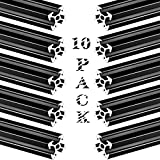 Montex 10 Pack 2020 T Slot Aluminum Extrusion with 1000mm/ 39.4 Inches Length, European Standard Anodized Linear Rail Aluminum Profile Extrusion for 3D Printer and CNC, Black