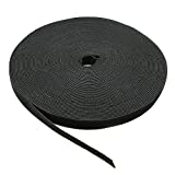 Saisn Reusable Fastening Tape Cable Ties 3/4 Inch Double Side Hook Roll (25 Yard, Black)