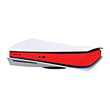 S-YUWEN Side Strip Sticker Protective Film Compatible with PS5, Skin Sticker Decoration Carbon Fiber Frosting Sticker Console Digital Disk Protector Faceplate Shell Compatible with PS5, Red