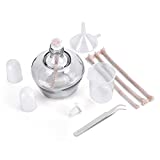 GRESPRI 250ml Glass Alcohol Burner Lamp, Heavy Duty Alcohol Lamp Lab Equipment Heating for Science Experiments, Comes with 5 pcs Spare Parts, 1x Tweezers and 1x50ml Cup. (Large Alcohol Burner Lamp)