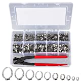 buyagain 150 PCS 304 Stainless Steel Single Ear Hose Clamps 6-21mm Rings Crimp Clamp Assortment Kit for Water Pipes Plumbing Automotive Use pack of 150