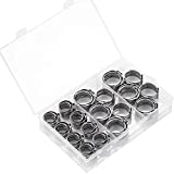 Litorange (Pack of 64) 304 Stainless Steel Single Ear Crimp Hose Clamp Assortment Kit Stepless Cinch Rings Pinch Fitting Tools 1/2" 5/8" 3/4" 1" Inch.