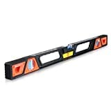 24 inch Magnetic Spirit Level Tool Aluminum I-beam Level (3 reading Vials, 5 Strong Magnets, Robust End Caps)