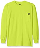 Dickies mens Long Sleeve Heavyweight Neon Crew Neck Tee T Shirt, Bright Yellow, Large US