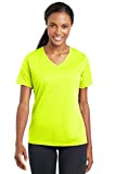 Sport-Tek Ladies PosiCharge RacerMesh V-Neck Tee. LST340, Neon Yellow, X-Large