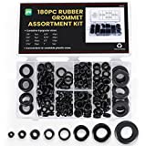 JPB Online 180 Pcs Rubber Grommet Assortment Kit in 8 Sizes, Rubber Grommets Cable Hole Plugs, Electrical Wire Gasket Kit for Wiring and Automotive, 1/4", 5/16", 3/8", 7/16", 1/2", 5/8", 7/8", 1"