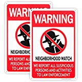 2-Pack Neighborhood Watch Sign，12"x 8" .04" Aluminum Reflective Sign Rust Free Aluminum-UV Protected and Weatherproof