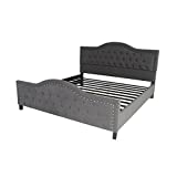 Christopher Knight Home Mason Fully-Upholstered Traditional King-Sized Bed Frame, Dark Gray, Brown