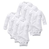 Gerber baby girls 6-pack Long Sleeve Mitten Cuff Onesies Bodysuits infant and toddler bodysuits, White 6 Pack, 0-3 Months US