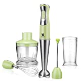 Immersion Hand Blender, UTALENT 5-in-1 8-Speed Stick Blender with 500ml Food Grinder, BPA-Free, 600ml Container,Milk Frother,Egg Whisk,Puree Infant Food, Smoothies, Sauces and Soups - Green