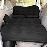SAYGOGO Inflatable Car Air Mattress Travel Bed - Thickened Car Camping Bed Sleeping Pad with Electric Car Air Pump Flocking & PVC Surface Car Tent with 2 Pillows for SUV Sedan Pickup Back Seat (Black)