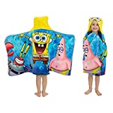 Franco Kids Bath and Beach Soft Cotton Terry Hooded Towel Wrap, 24 in x 50 in, Spongebob