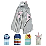 Style Quarters Kids Hooded Bath Towel,Embroidery Cartoon Cat Beach Towel with Hood,100% Cotton Terry Hooded Poncho for Boys Girls,24"x50"