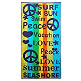 SUPERIOR 100% Cotton Luxury Beach Towels - Oversized Beach Towel, 450 GSM Swim Towel, Peace & Love (34" x 64")