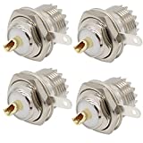 SO239 Bulkhead Conector 4-Pack Pl259 Female Nut Bulkhead Panel Mounting Straight Socket with UHF Handle Deck Clip Clip Solder Post Coaxial Adapter