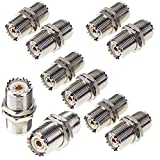 UHF Connector Female Nut Bulkhead Panel Mount to SO239 Jack RF Coaxial Coax Cable Adapter Plug for PL-259 (Pack 4Pcs)