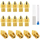 LUTER 15PCS 1mm 3D Printer Nozzles Extruder Nozzles for MK8 + 5 PCS 0.8mm Stainless Steel Nozzle Cleaning Needles for Makerbot Creality CR-10