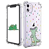 STSNano Case for iPhone 11 6.1", Cute Kawaii Cartoon Design Soft Clear TPU Cute Fun Cover, Character Unique Aesthetic for Boys Girls Youth Teens Funny Cases for iPhone 11 Rain Dinosaur