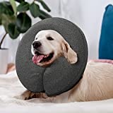 WONDAY Dog Cone for After Surgery, Pet Inflatable Collar Comfy Soft Dog Cone, Adjustable Protective Recovery Dog Collar for Wound Healing and Prevent from Biting & Scratching (Large (Pack of 1), Gray)