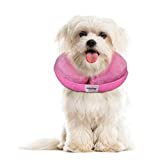 KittyStar Soft Inflatable Dog Cone Collar, Protective Inflatable Collar for Dogs and Cats, Adjustable Pet Recovery Cone After Surgery (M, Pink)