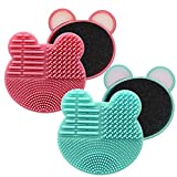 2-Pack Color Removal Sponge, 2 in 1 Dry Makeup Brush Quick Cleaner Sponge - Brush Cleaning Pad Mat - Portable for Travel (Pink+Mint Green)
