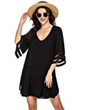 Ekouaer Women's Swimsuit Coverups Beach Swimwear Bathing Suit Cover Ups Dress Black