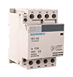 Electrodepot 50 Amp 4 Pole Normally Closed IEC 400V Contactor (Silent Operation) – 110-120VAC Coil, Inductive 30A, Resistive 50A with Mounting Base for DIN Rail