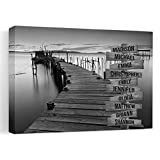 My Soul And Spirit Store - Lake Dock Black White Personalized Multi-Names Premium Canvas, Crossroads Personalized Canvas For Wall To Print Framed (48"x32")