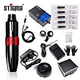 STIGMA Tattoo Machine Kit Rotary Tattoo Gun Kit for beginners 20pcs Tattoo Cartridges Digital Power Supply Disposable Covers Grip Bandage Aluminum Alloy Case EM122PB20KIT