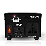 Step Up and Down Converter-100 Watt Voltage Converter Transformer w/ USB Charging Port, UK Power Adapter, AC 110/120 to 220/240 Volt Vice Versa, 110V/120V/220V/240V Input Voltage-Pyle PVTC120U, Black