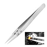 Stainless Steel Tweezers,Stainless Steel Ceramic Tweezers, Antimagnetic, High Temperature Resistant, Non-Conductive, High Temperature Resistance 3000 Degrees (Stainless Steel Ceramic Tweezers)