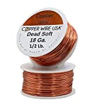 Solid Bare Copper Round Wire 1/2 Lb Spool (18 Ga / 100 Ft)