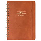 Planner 2022 - Weekly & Monthly 2022 Planner, Jan 2022 - Dec 2022, Monthly Tabs, 6.3" x 8.4", Smooth Faux Leather & Flexible Cover with Twin-wire Binding, Brown, Perfect Life Assistant