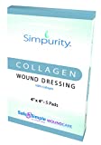 Simpurity 100% Pure Collagen Wound Dressing Pads, 4x4 Bandages for Wounds, Soft & Comfortable Medical Supplies for Wound Care, Box of 5 Collagen Dressing Pads