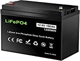 12V 100Ah LiFePO4 Battery, 12 Volt Deep Cycle Lithium Iron Phosphate Battery, Rechargeable Lithium batteries with Built-in 100A BMS, Perfect for RV, Golf Cart, Marine, Solar, Off-grid, Boats