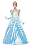 Leg Avenue 3 Piece Classic Cinderella Gown Full Length Family Friendly Princess Dress and Headband Set for Adult Women, Blue, Small