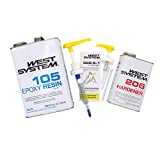 West System 105-B Epoxy Resin Bundle with 206-B Slow Epoxy Hardener and 300 Mini Pumps Epoxy Metering Pump Set, Pale Yellow