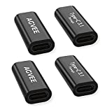 AGVEE [4 Pack] USB-C Female to Female Adapter, PD 100W USB 3.2 3.1 Gen-2 Double Dual Type-C 10G Data Coupler Extender Extension Connector for MacBook TB3 Port, Pixel, S21, S20, S10, Note 20 10, Black