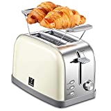 2 slice toaster, Retro Bagel Toaster Toaster with 7 Bread Shade Settings, 2 Extra Wide Slots, Defrost/Bagel/Cancel Function, Removable Crumb Tray, Stainless Steel Toaster by Yabano, Yellow