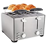 Schloß 4 Slice Toaster, Extra Wide Slot for Bread, Stainless Steel,Warming Rack, 6 Shade Settings, Bagel/Defrost/Cancel with Removal Crumb Tray (THT-3012D)