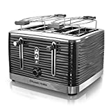 Russell Hobbs TR9450BR Coventry 4-Slice Toaster, Black, Included Warming Rack